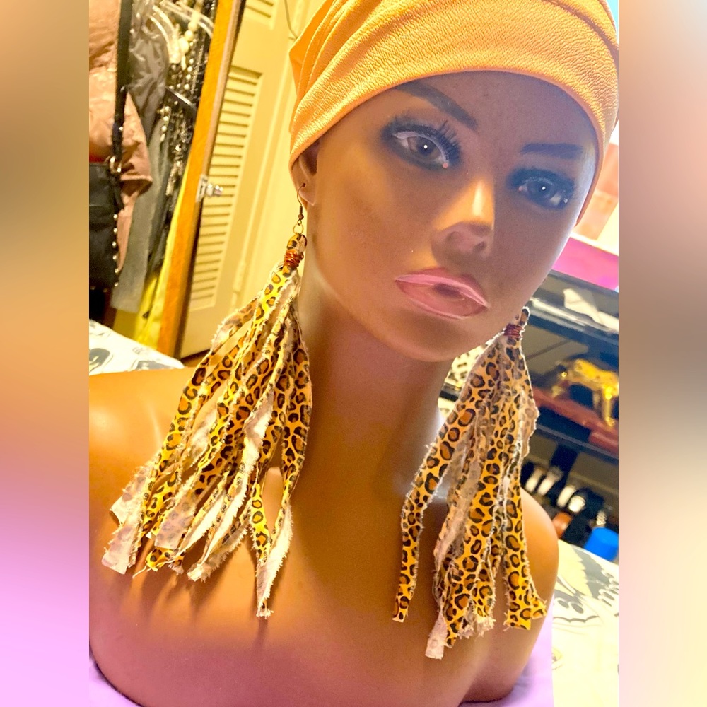 Cheetah fringe earrings
